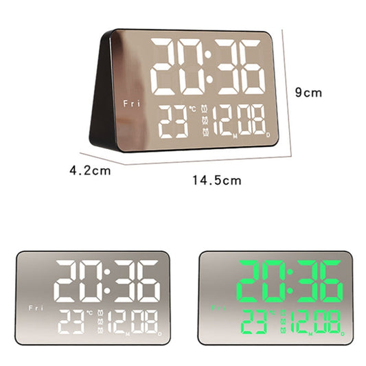 670 Mirror LED Multifunctional Temperature Alarm Clock Bedside Touch