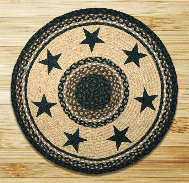 Earth Rugs 66-313BS Black Stars Round Patch