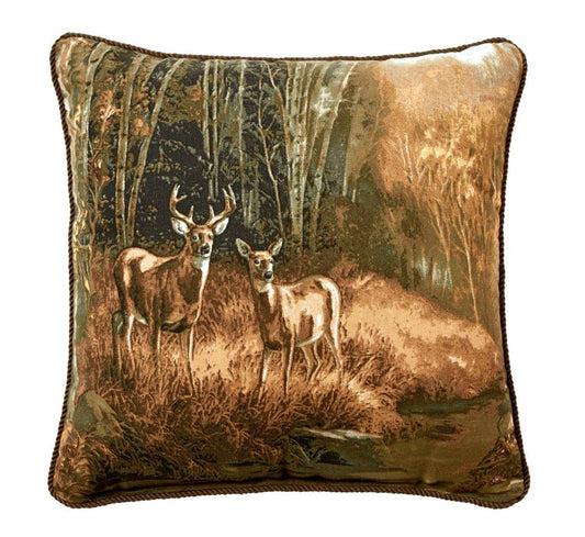 BRT - Whitetail Birch Deer - Modern Forest Theme Filled Square Pillow