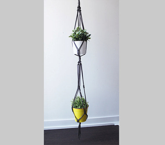 Double Macrame Plant Hanger, Hanging Planter