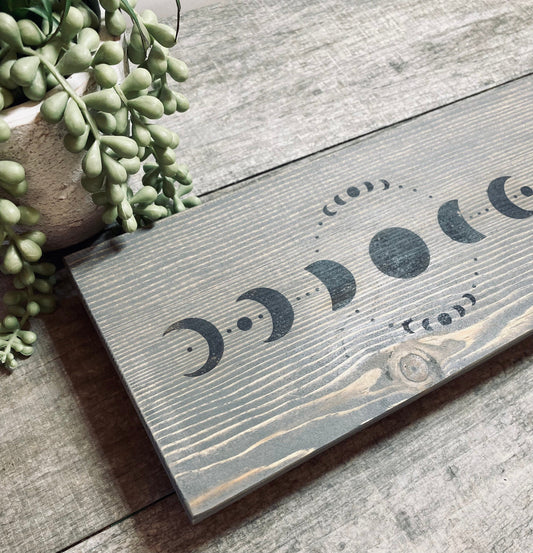 Wooden Moon Phase Riser, Witch Decor