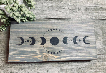 Wooden Moon Phase Riser, Witch Decor