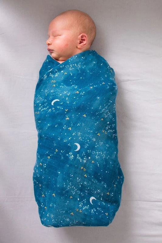 ORGANIC SWADDLE SET - FLY ME TO THE MOON (Starry Night + Hot Air