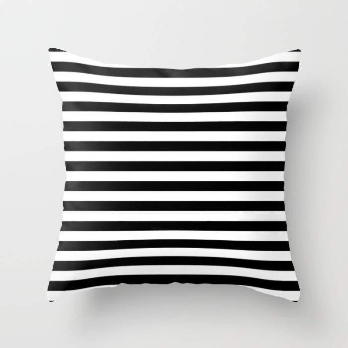 Modern Black White Stripes Monochrome Pattern Cushion/Pillow