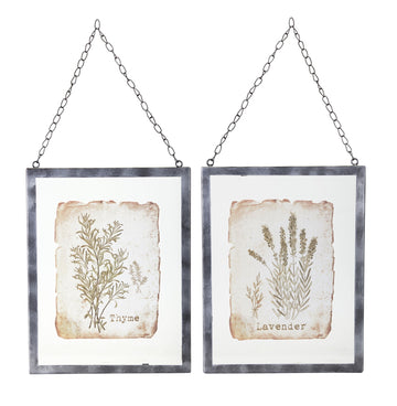 Lavender and Thyme Flower Frame Glass/Metal